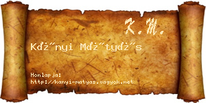 Kányi Mátyás névjegykártya